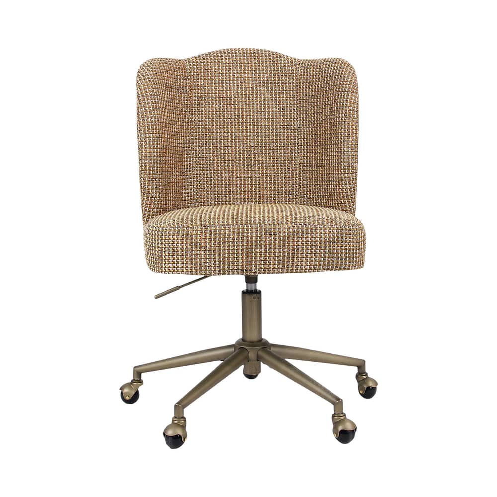 Aero Office armchair textile yellow - NV GALLERY - Yellow / Brushed brass - High resilience foam, Iron, Tissu Tweed