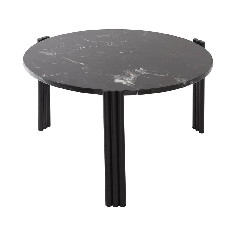 Tribus Coffee table stone black / Ø 60 x H 35 cm - Marble - AYTM - Black marble / Black - Marble, Steel