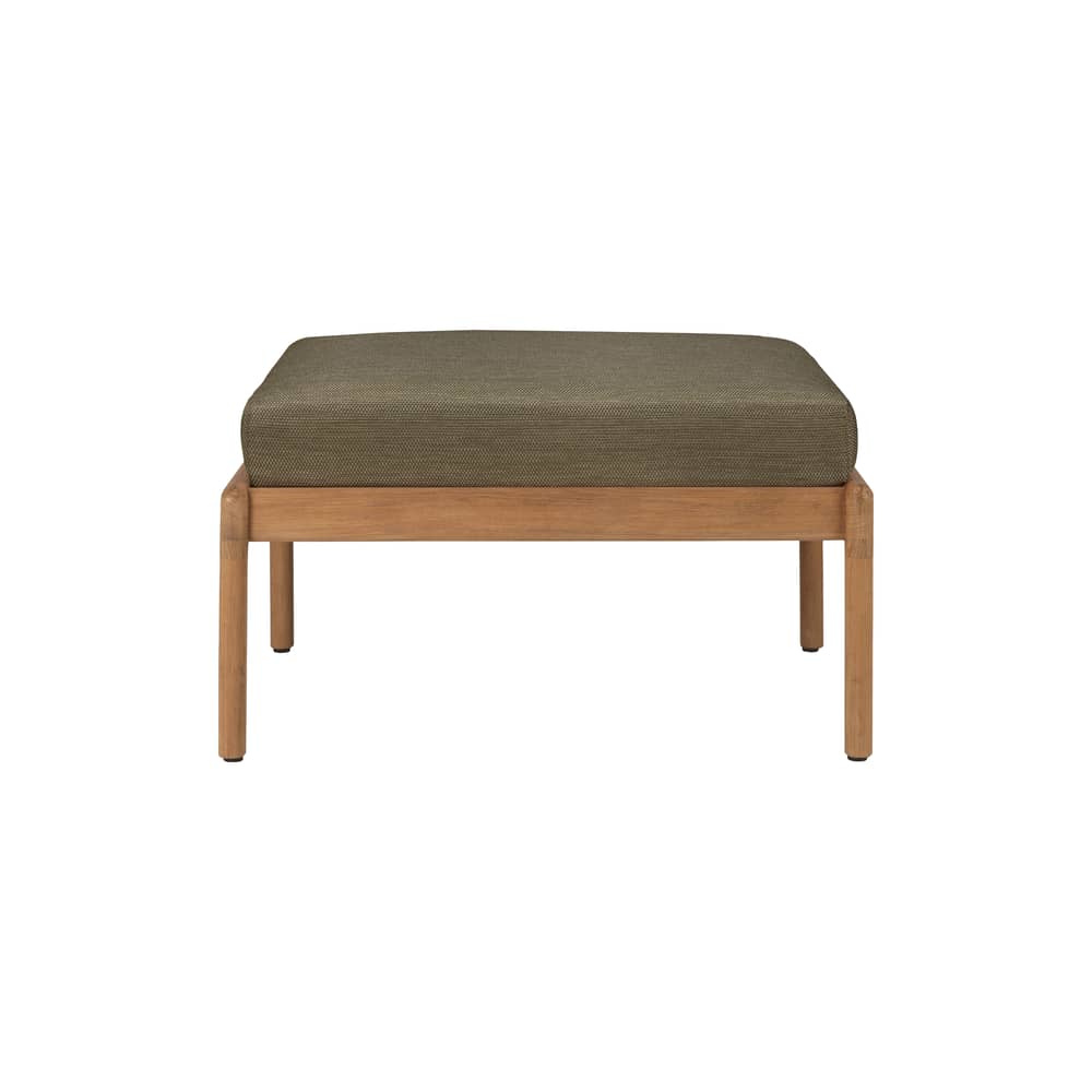 Outdoor-Hocker Jack Outdoor textil holz grün / 71 x 54 cm - Teakholz - Ethnicraft - Grün - Massives Teakholz, Polypropylen-Stoff, Schaumstoff