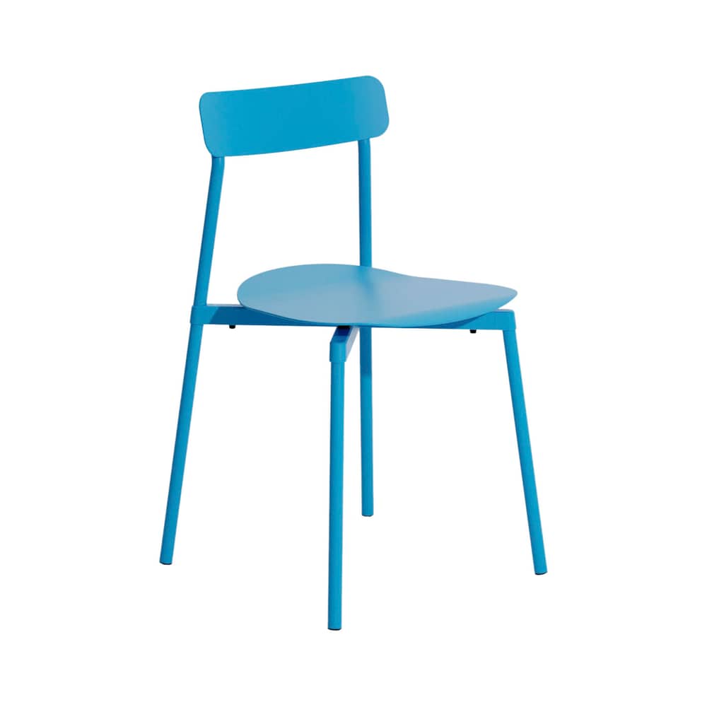 Sedia impilabile Fromme metallo blu / Alluminio - Petite Friture - Blu dei mari del Sud - Alluminio