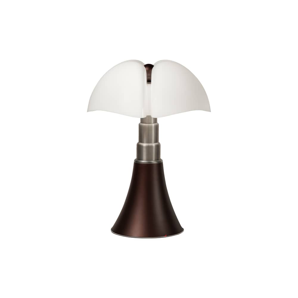 Pipistrello Medium LED Table lamp plastic material brown / H 50 to 62 cm - Gae Aulenti, 1965 - Martinelli Luce - Bronze - Chromed steel, Opal methacrylate, Varnished aluminium