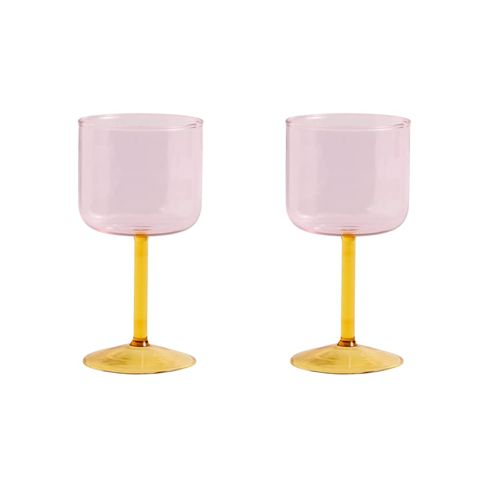 Set de 2 verres à vin Tint - Hay - Rose / Jaune - Verre borosilicaté