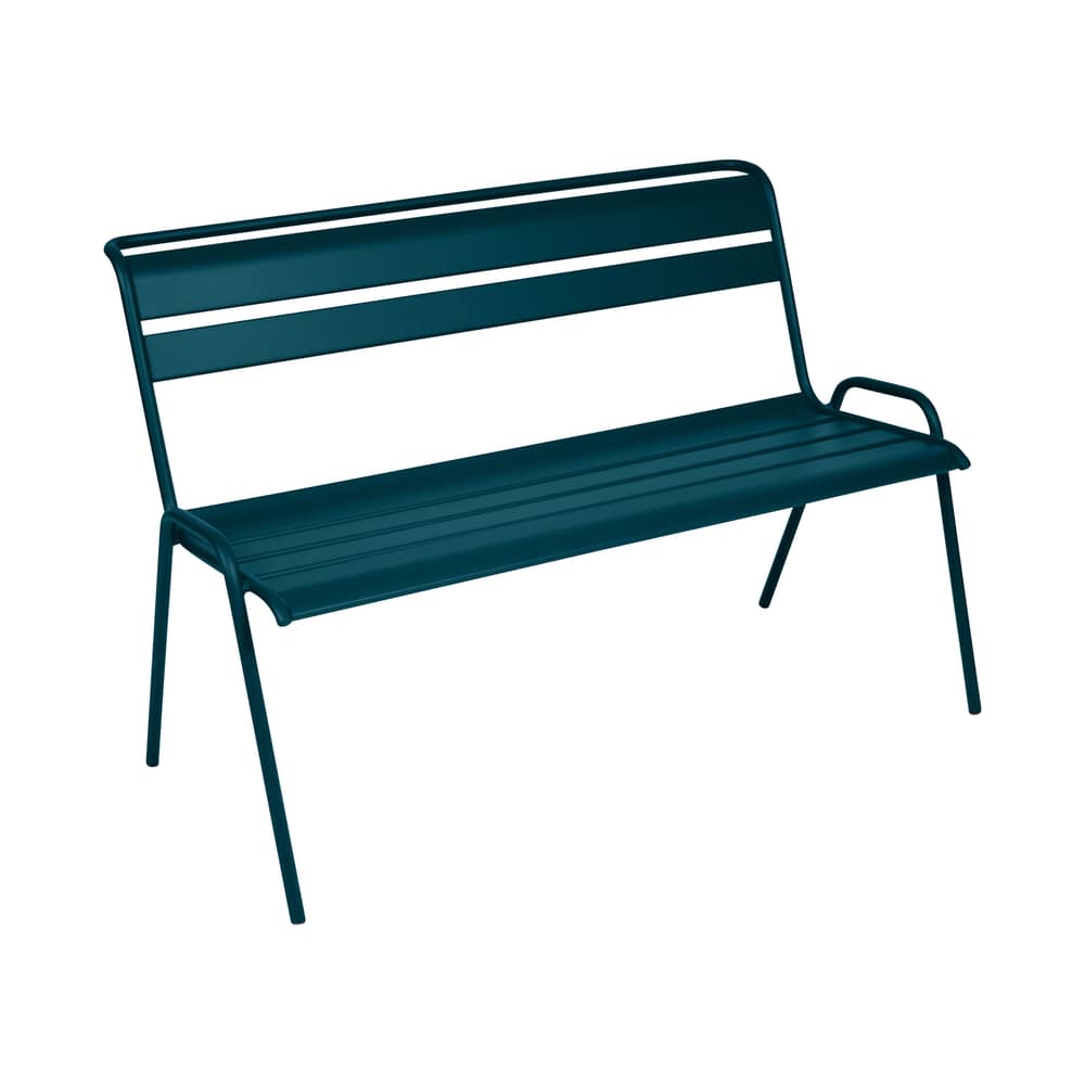 Banc avec dossier Monceau métal bleu / 2 à 3 places - L 116 cm - Fermob - Bleu Acapulco - Acier peint