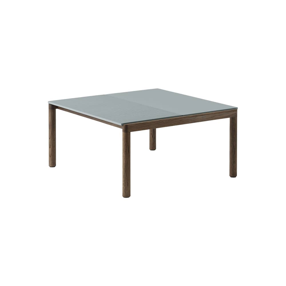 Couple Coffee table ceramic blue / 84.4 x 80 x H 40 cm - Reversible stoneware tabletop - Muuto - Pale blue / Dark oak - Stained oiled oak, Stoneware