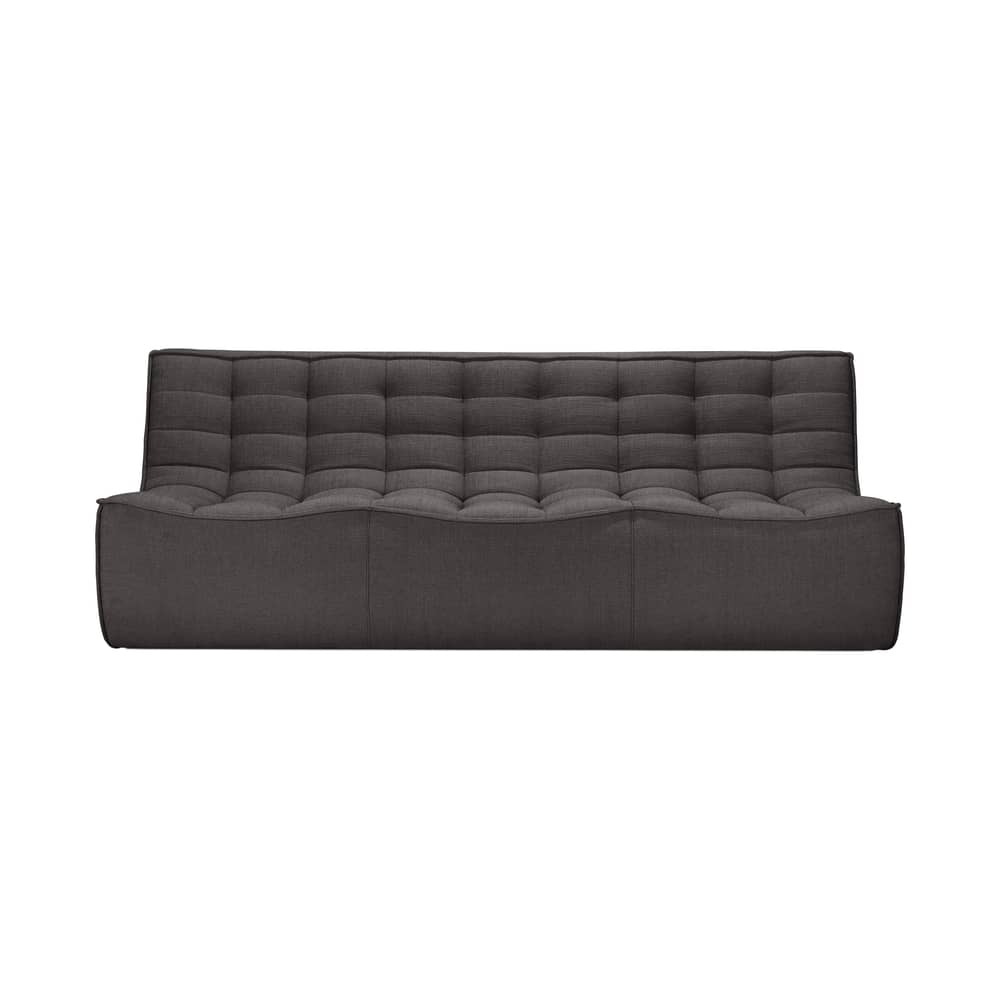 N701 Straight sofa  textile grey / UK version - 3 seater / L 210 cm - Ethnicraft - Dark grey (UK residential flame retardant) - Fabric, High-density PU foam, Wood