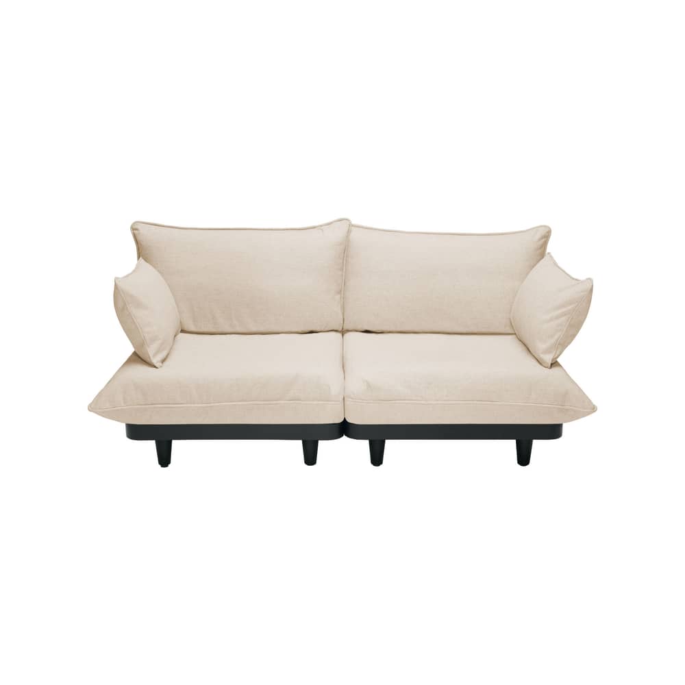 Canapé de jardin 2 places Paletti Lounge tissu beige / L 190 cm - Fatboy - Sahara - Acier, Mousse polyester, Polyéthylène recyclé, Tissu oléfine