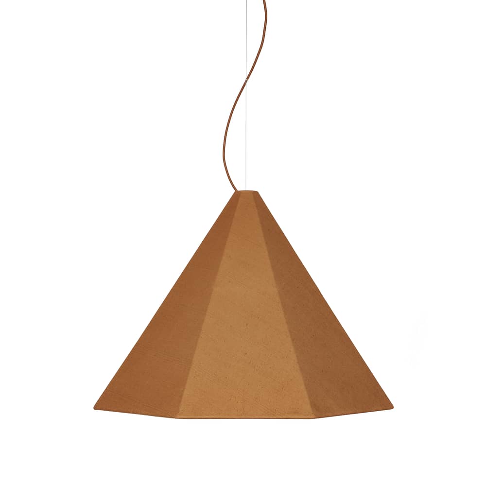 Sospensione Tipi tessuto marrone / Ø 120 cm - Lino cucito a mano - Wiener GTV Design - Ø 120 cm / Caramello - Lino, Metallo verniciato rivestito in corda