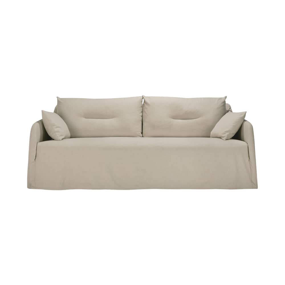 Canapé 2 places Weave tissu blanc / L 200 cm - Ethnicraft - Blanc os -  Plumes, Contreplaqué, Tissu