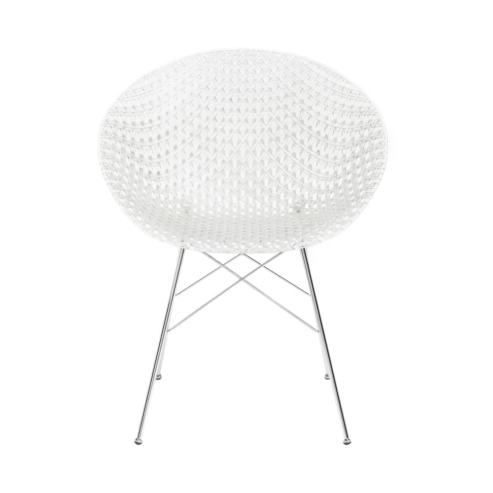 Smatrik Armchair plastic material transparent / Plastic seat & metal legs - Kartell - Crystal / Chrome - Chromed steel, Polycarbonate