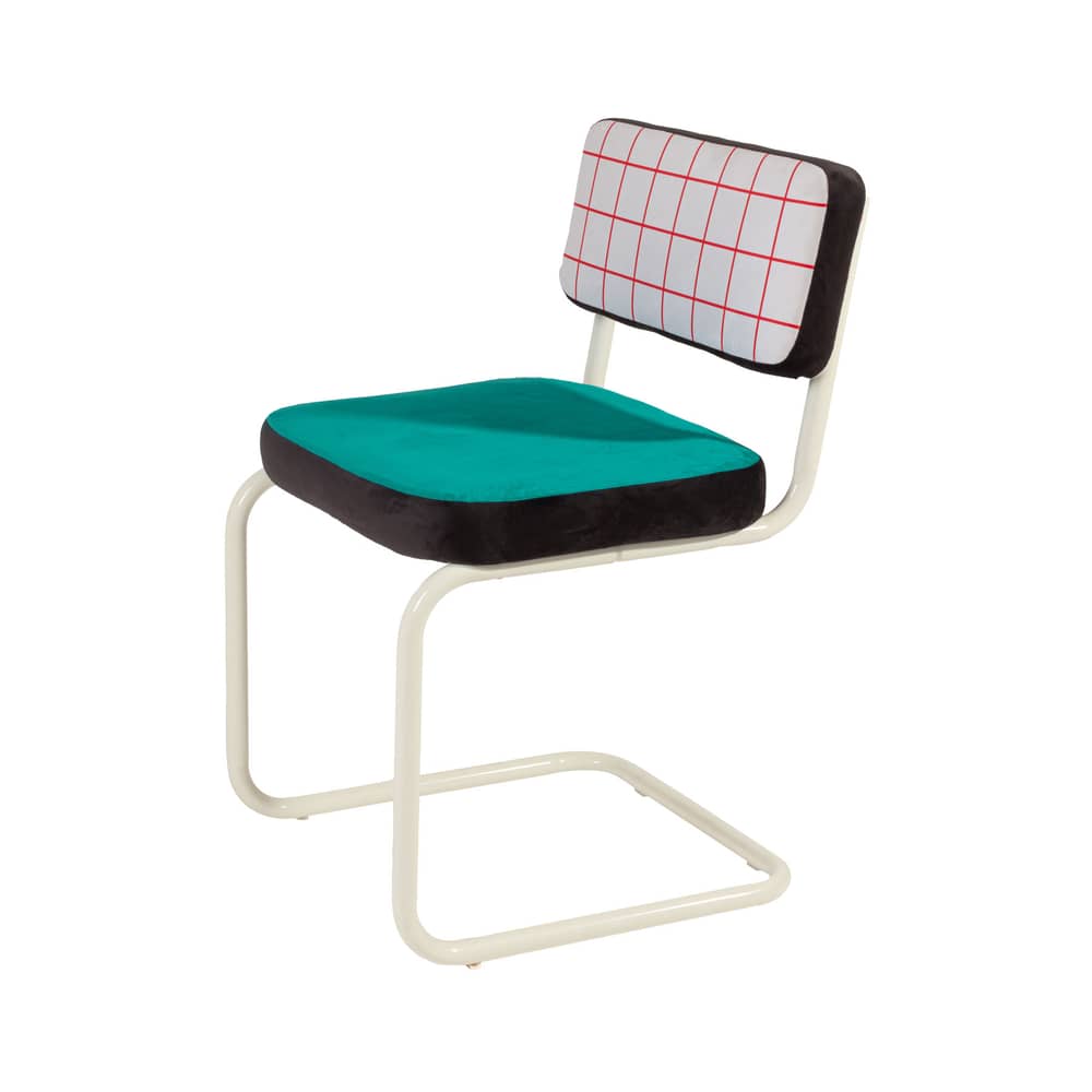 Chaise rembourrée Super Chair tissu multicolore - Seletti - Grille rouge - Contreplaqué, Métal, Mousse, Tissu polyester