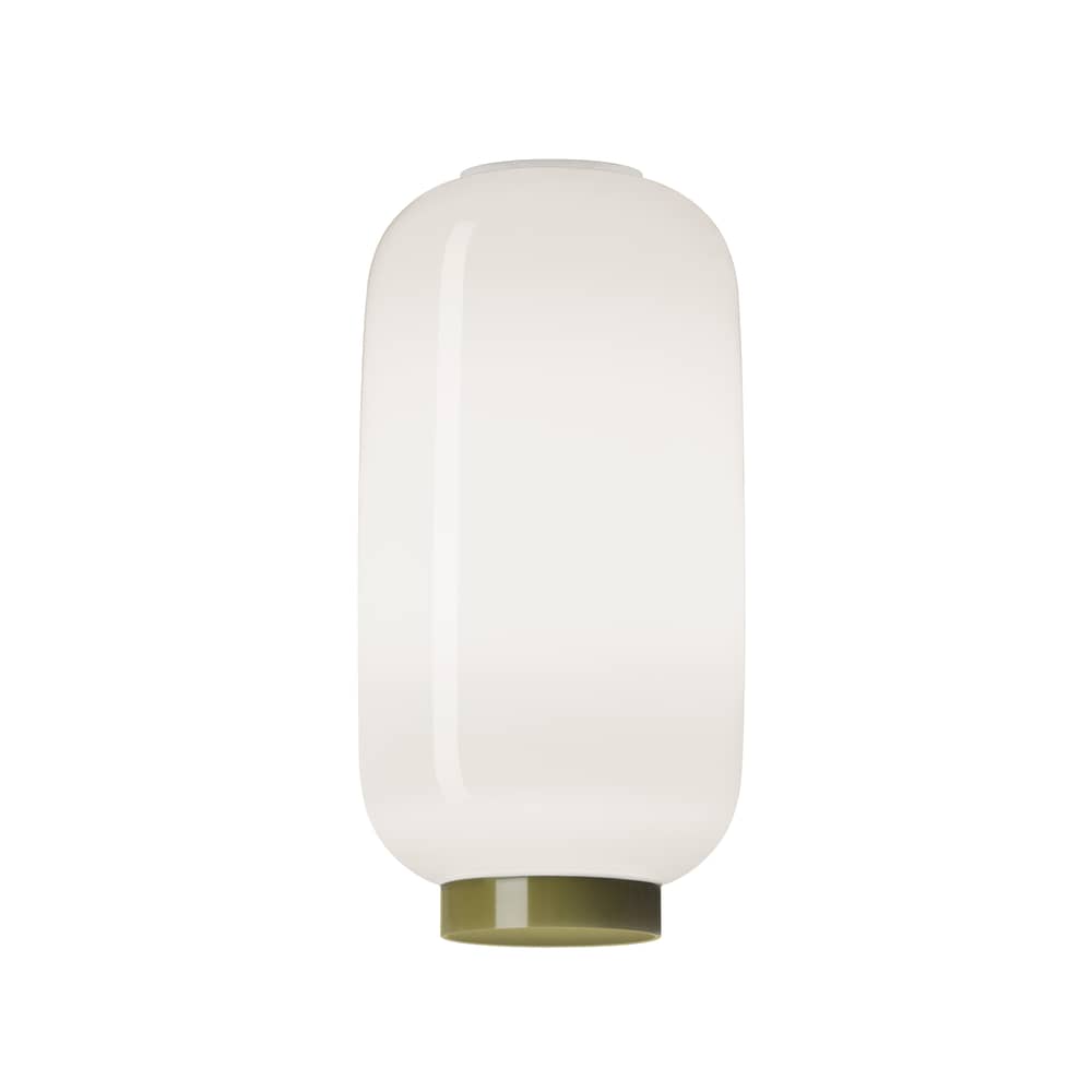Deckenleuchte Chouchin Reverse n°2 glas weiß / Ø 22 x H 43 cm - / Glas - Foscarini - Weiß / Grüner Streifen - mundgeblasenes Glas
