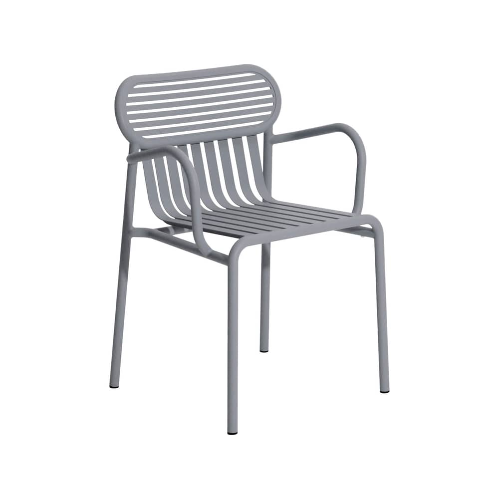 Fauteuil bridge empilable Week-end métal gris / Aluminium - Petite Friture - Gris Pierre - Aluminium