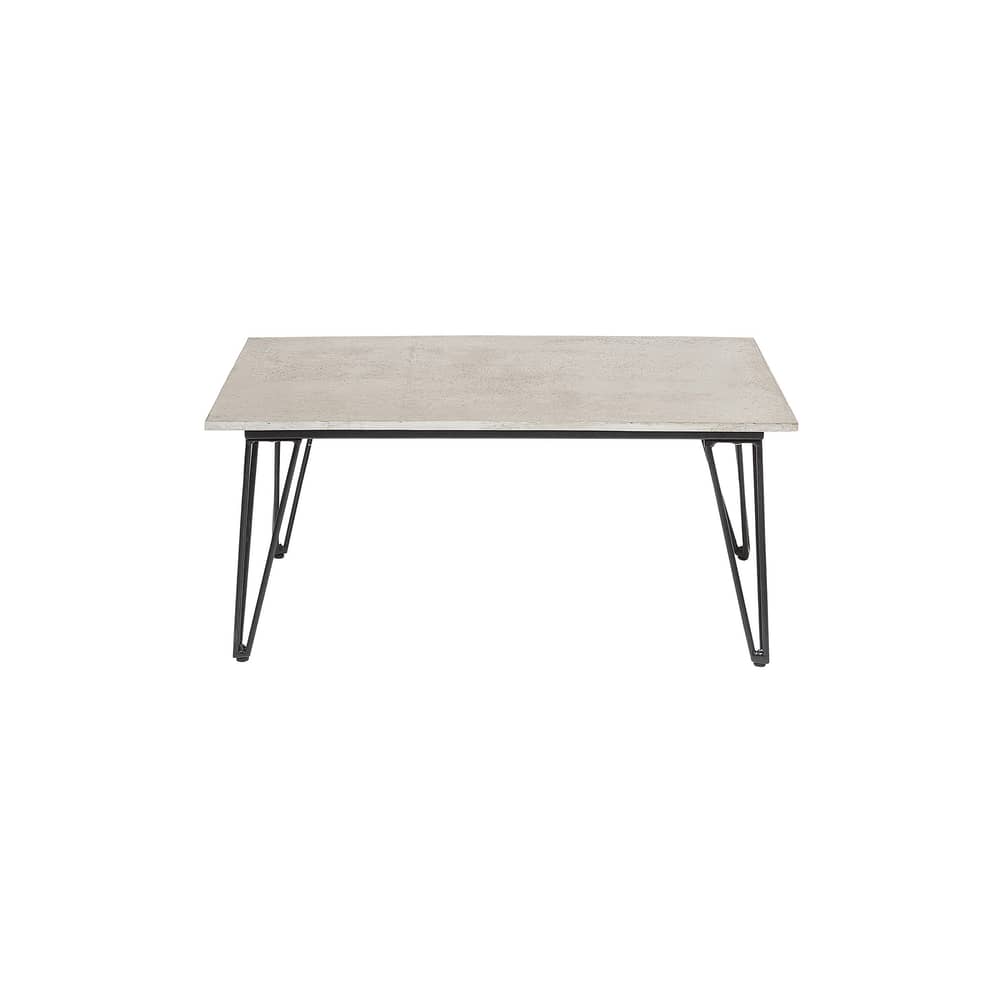 Table basse Concrete / Fibre ciment - 90 x 60 cm - Bloomingville - Gris / Noir - Acier laqué, Fibre ciment