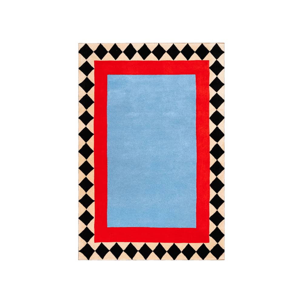Tapis Swimming Pool / 180 x 120 cm - Laine tuftée main - COLORTHERAPIS - 180 x 120 cm / Bleu, rouge & noir - Laine de Nouvelle-Zélande