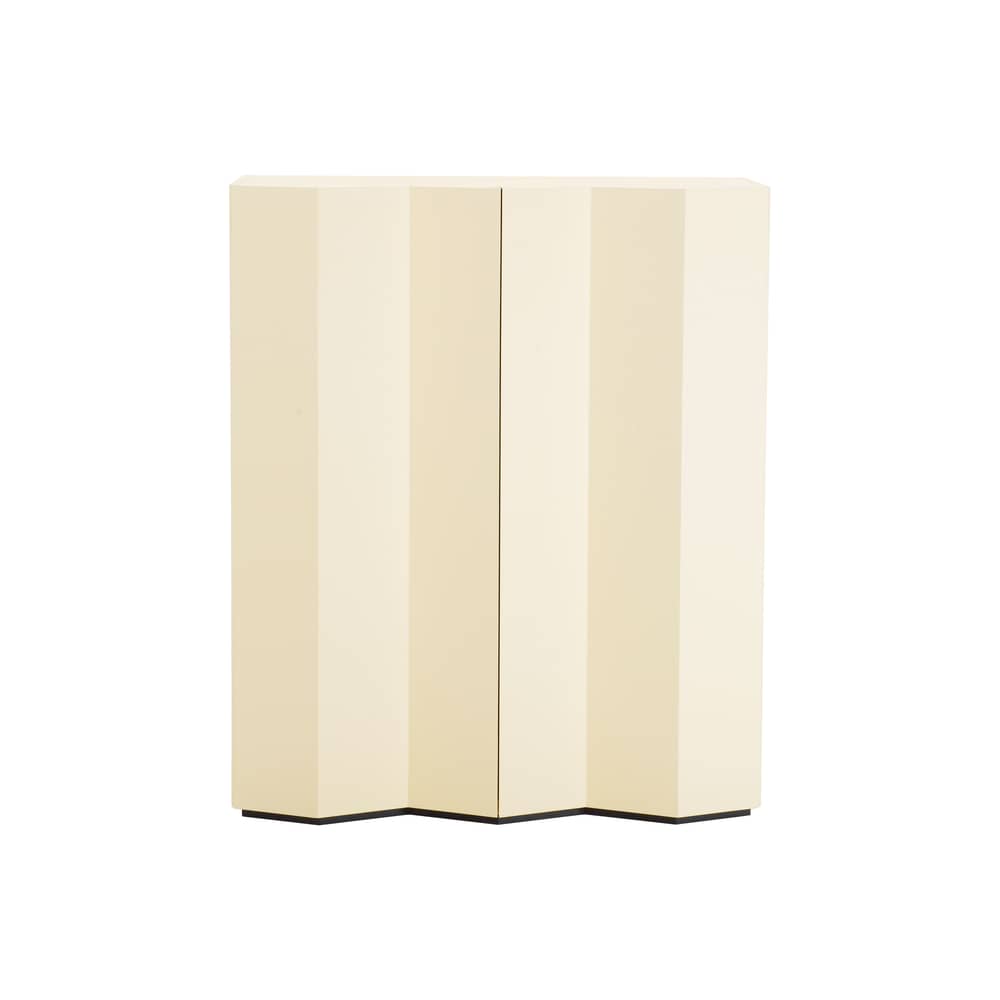 Armoire Z24 726 bois jaune / L 101 x H 120 x P 53 cm - Façade en zigzag - Zanotta - Jaune cire - Contreplaqué, MDF laqué, Verre trempé