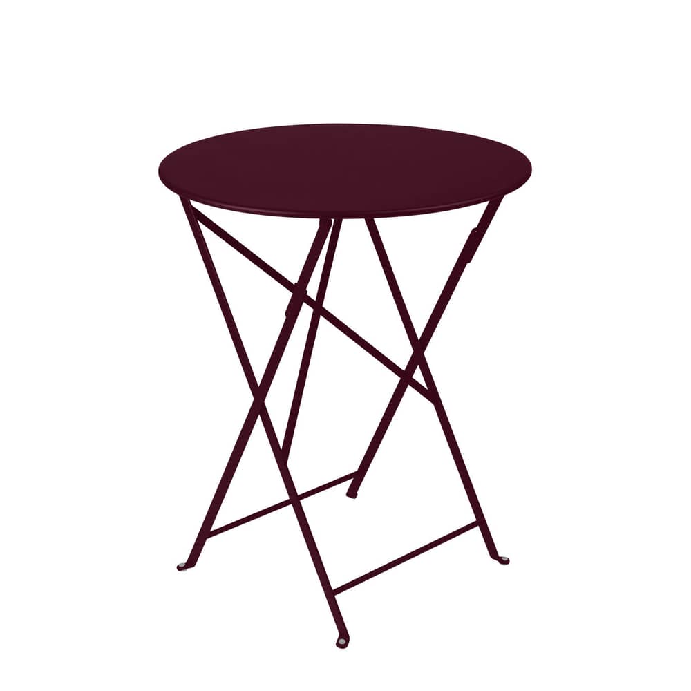 Klapptisch Bistro metall rot / Ø 60 cm - Stahl / 2 Personen - Fermob - Schwarzkirsche - lackierter Stahl