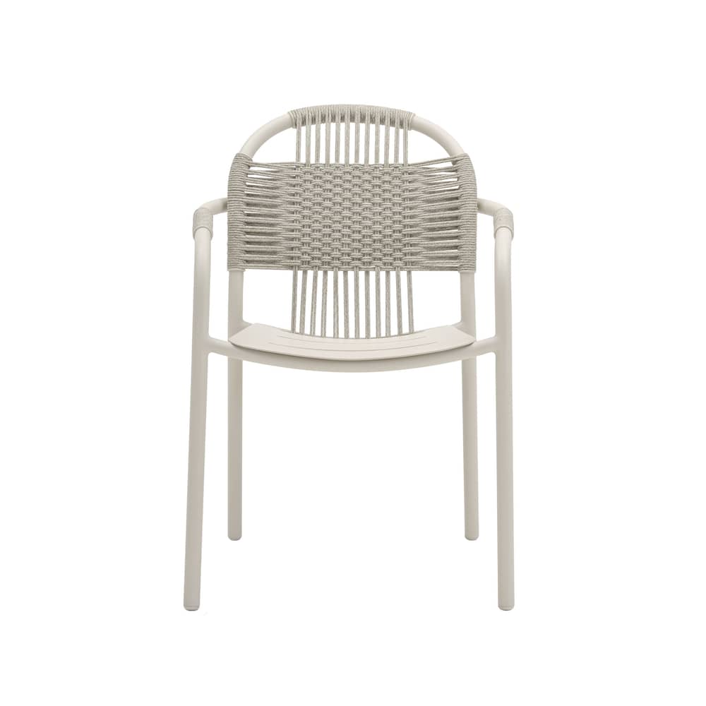 Fauteuil empilable Cleo / Corde polypropylène - Vincent Sheppard - Blanc Dune - Aluminium thermolaqué, Corde polypropylène
