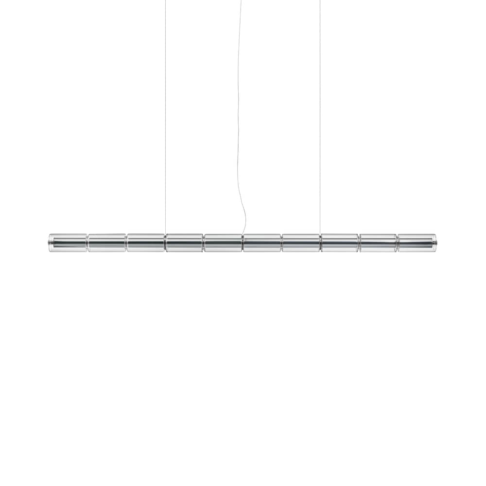 Luce Cilindrica S2 Pendant glass transparent / L 207 cm - Flos - L 207 cm - Borosilicated glass, Polished aluminium