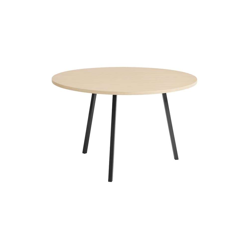 Table ronde Loop / Ø 120 cm - Hay - Chêne naturel / Pieds noirs - Acier thermolaqué, Placage de chêne