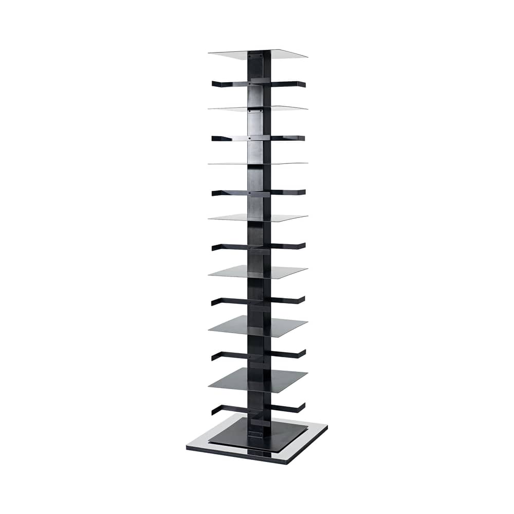 Bibliothèque rotative Ptolomeo H 197 cm / 4 faces - Livres vertical - Opinion Ciatti - Noir / Acier - Acier laqué