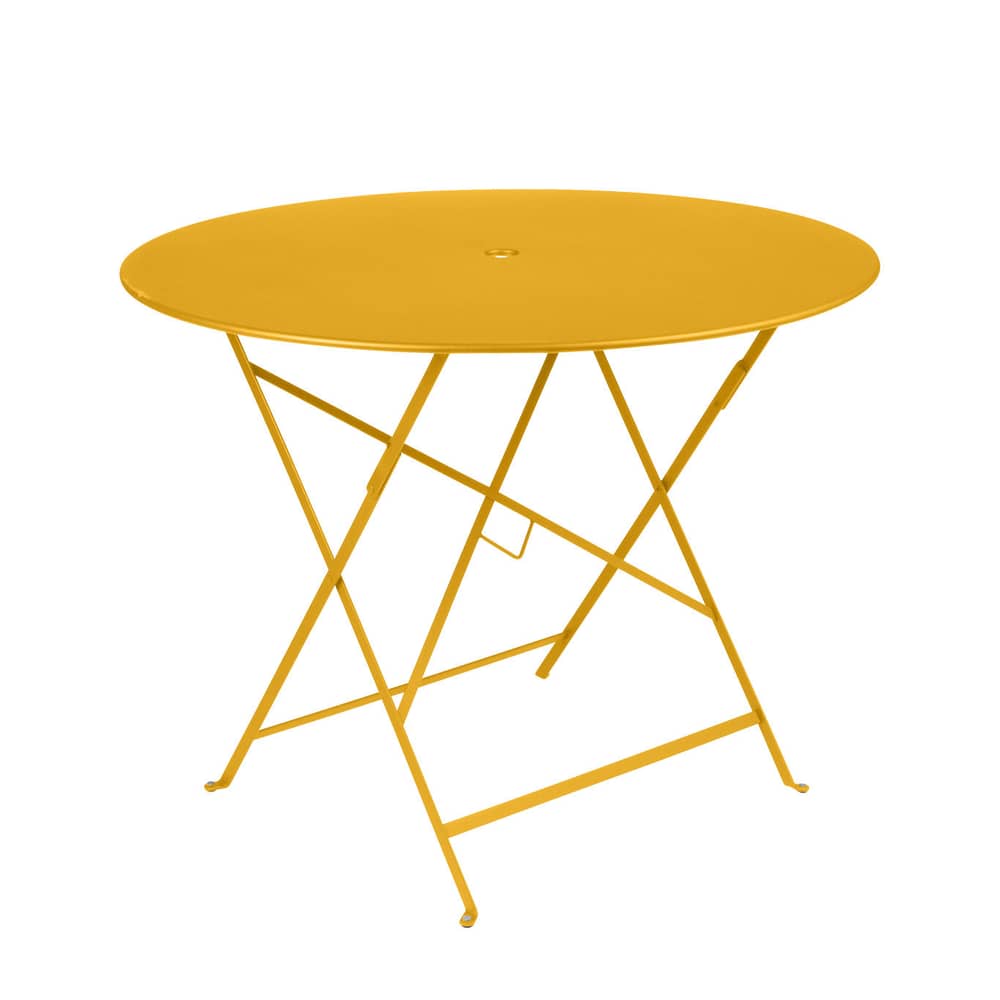 Table pliante Bistro / Ø 96 cm - 5 personnes / Trou parasol - Fermob - Miel texturé - Acier laqué