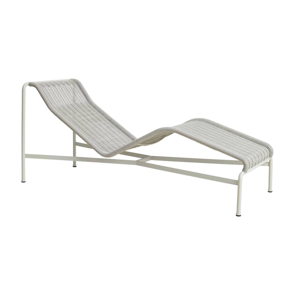 Palissade Cord Fixed deckchair synthetic fiber grey / Rope Recycled fabric - Hay - Light grey - Epoxy lacquered steel, Rope in recycled polyester fabric