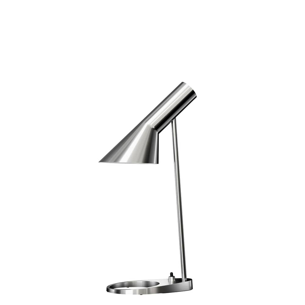 Lampe de table AJ Mini gris argent métal / H 43 cm - Orientable / Arne Jacobsen, 1957 - Louis Poulsen - Acier poli - Acier inoxydable poli