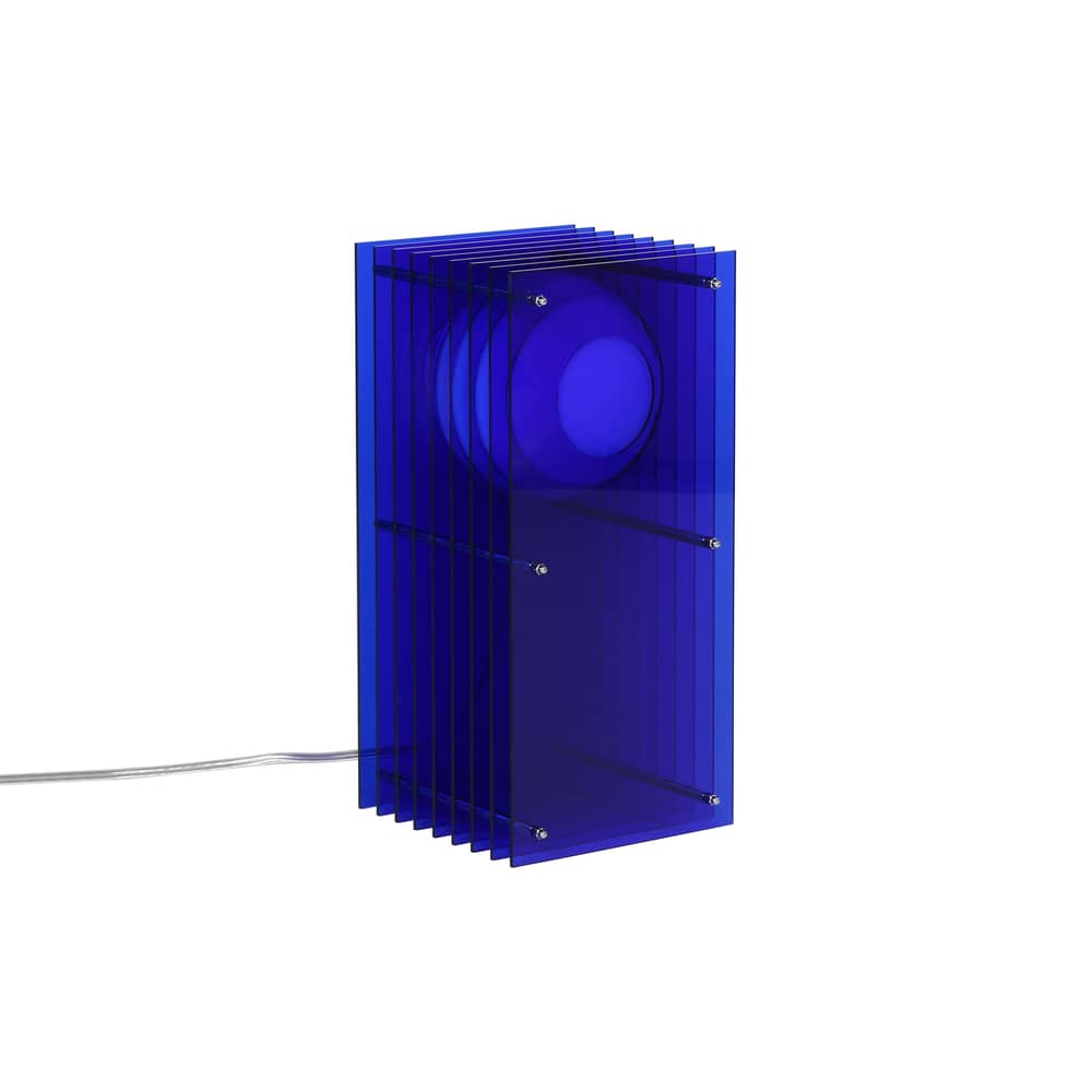 Lampe de table Lop Small Rectangle plastique bleu / Lauréat Archiproducts Design Award - BANG - Bleu - Acrylique, Inox, Verre