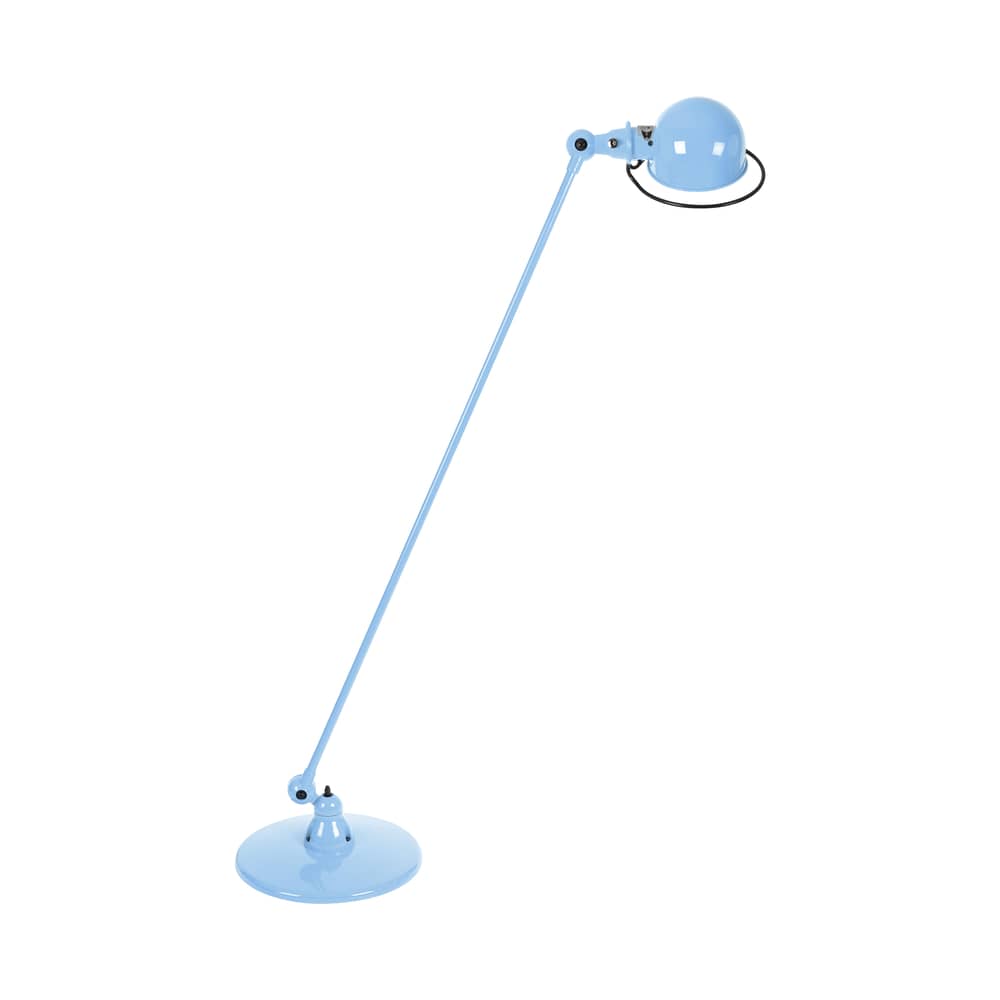 Lampadaire Loft métal bleu / 1 bras articulé - H 120 cm - Jieldé - Bleu pastel brillant - Acier inoxydable