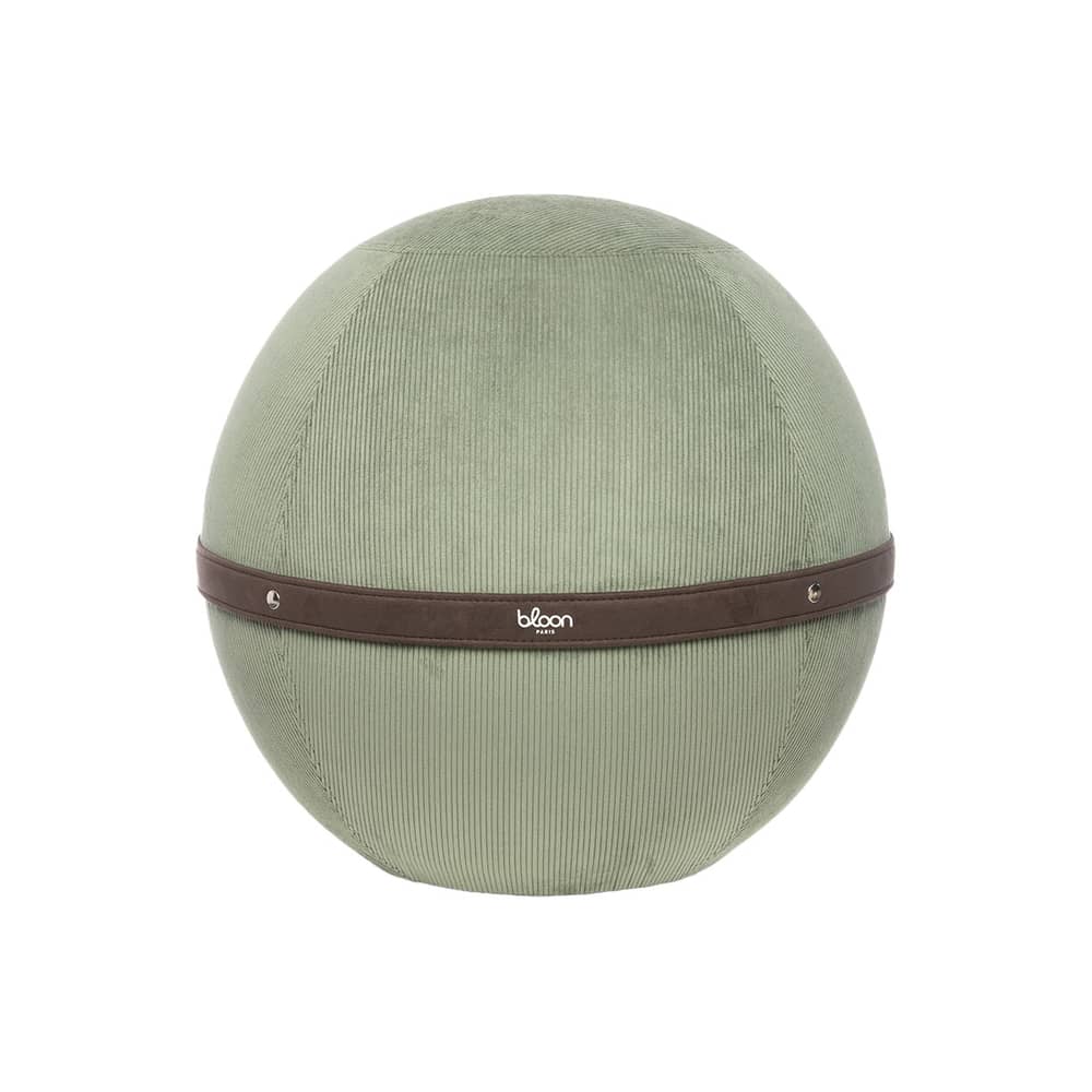Pouf Côtelé Regular vert / Ergonomique - Ø 55 cm / Velours côtelé - BLOON PARIS - Sauge - PVC, Velours côtelé
