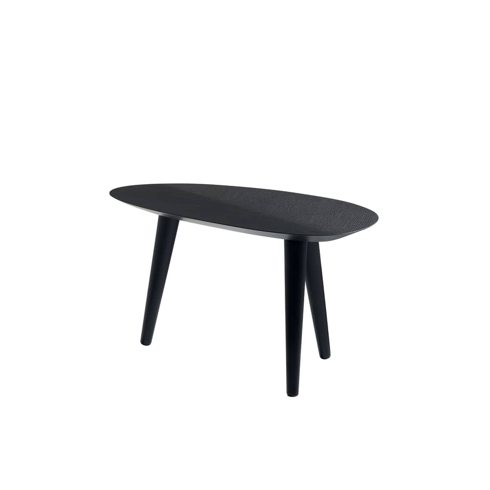 Table basse Tweed Mini Small / 85 x 48 cm - Zanotta - Noir - Acier verni, Bois plaqué rouvre verni