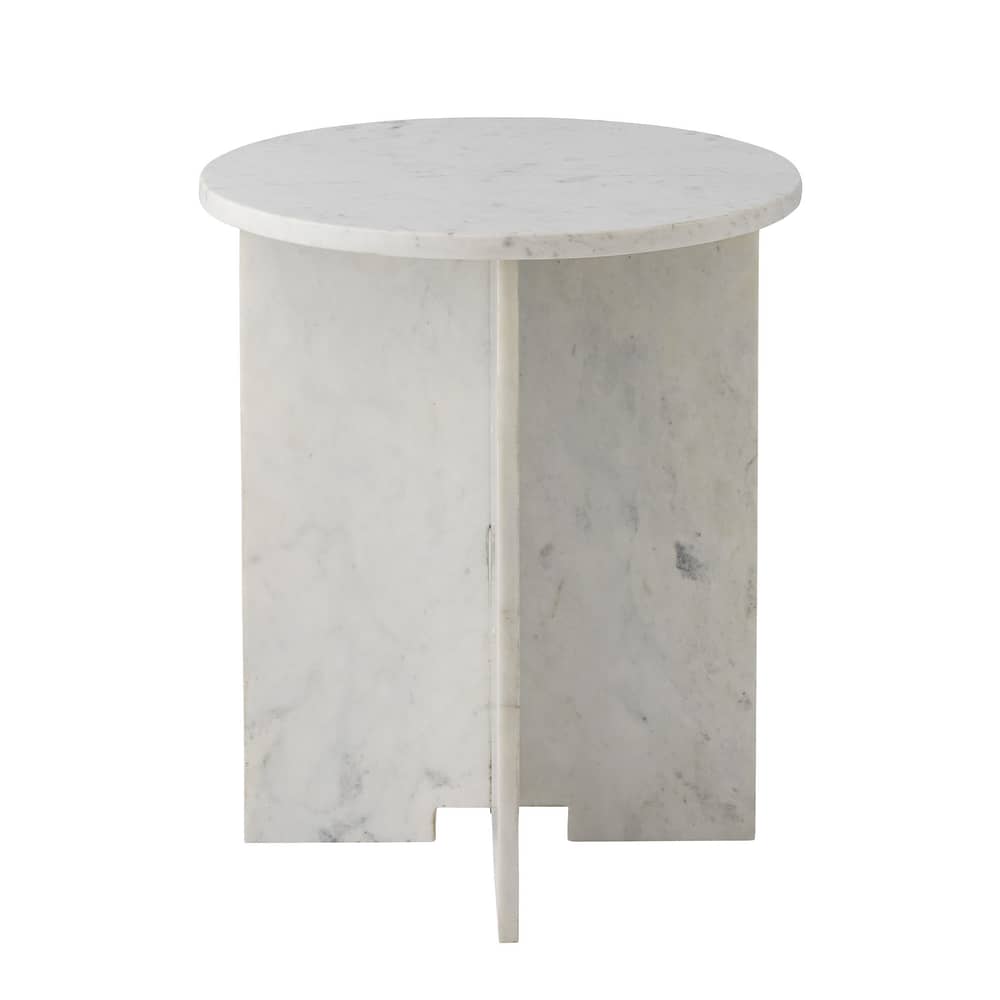 Table d\'appoint Jasmia marbre blanc / Marbre - Ø 46 x H 53 cm - Bloomingville - H 53 cm / Blanc - Marbre