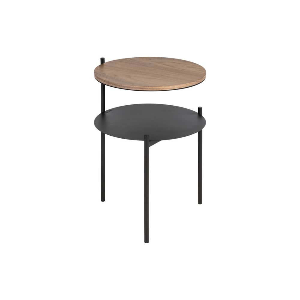 Table de chevet Tu bois marron / Ø 40 x H 52,5 cm - NOO.MA - Noyer - Acier, Placage de noyer