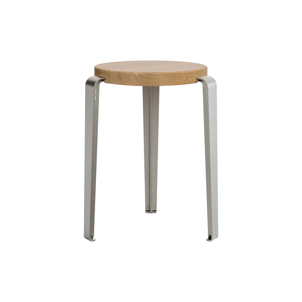 Tabouret empilable Lou Core / H 45 cm - Chêne éco-certifié - TIPTOE - Inox brossé - Acier inoxydable brossé, Chêne massif éco-certifié