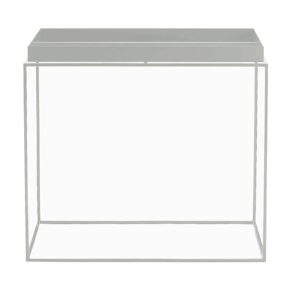 Tray Coffee table metal grey / 60 x 40 x H 54 cm - Hay - Light grey - Lacquered steel