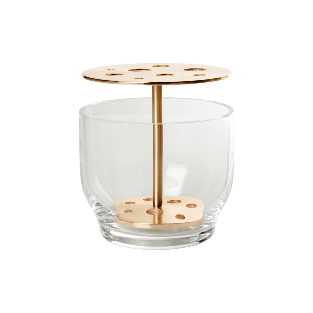 Vase Ikebana Small métal verre or /By Jaime Hayon- H 13 cm - Fritz Hansen - Small / Laiton - Laiton, Verre soufflé bouche