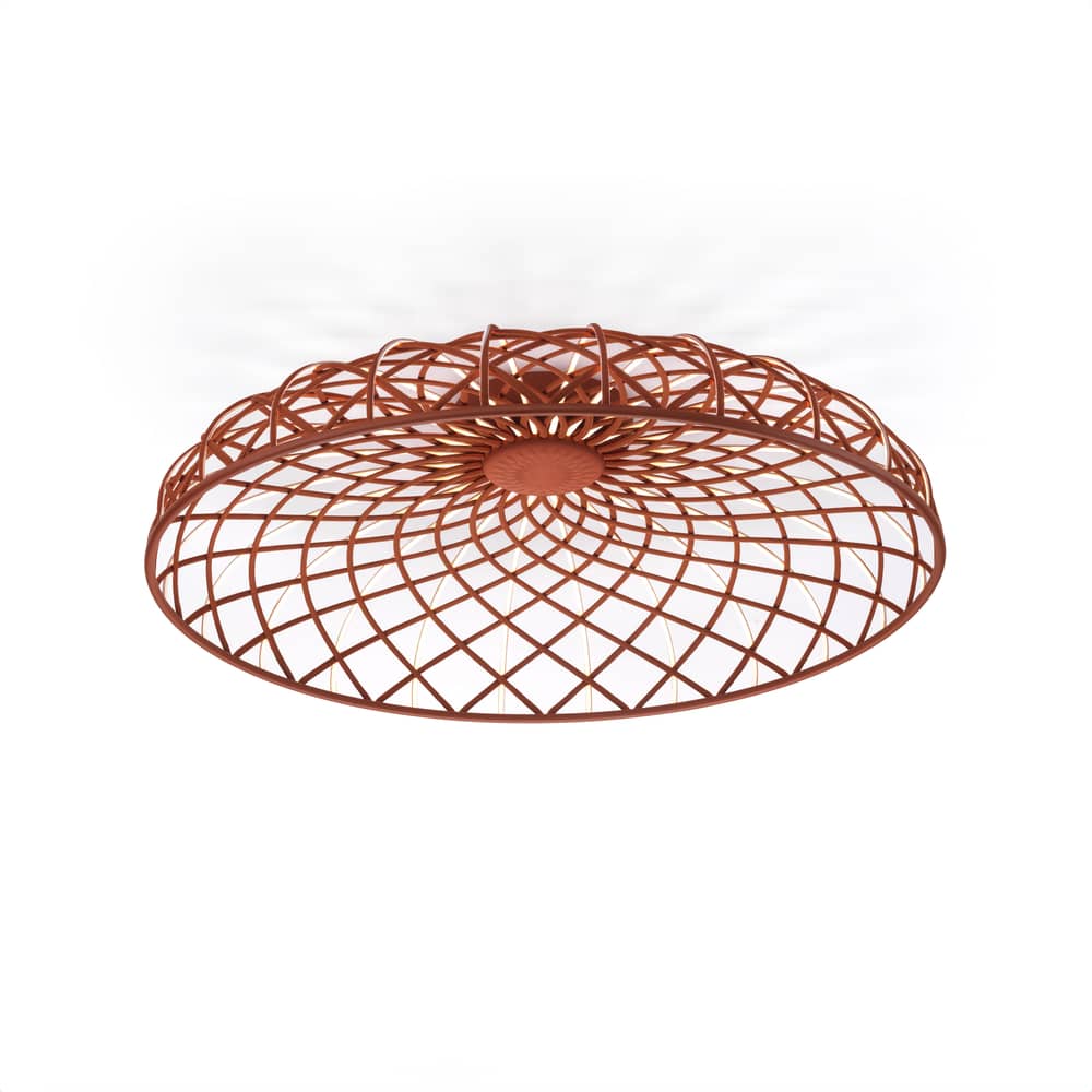 Deckenleuchte Skynest C LED textil rot / Ø 90,4 cm - Recyceltes Polyestergewebe - Flos - Ziegelrot - Metall, Recyceltes Polyestergewebe