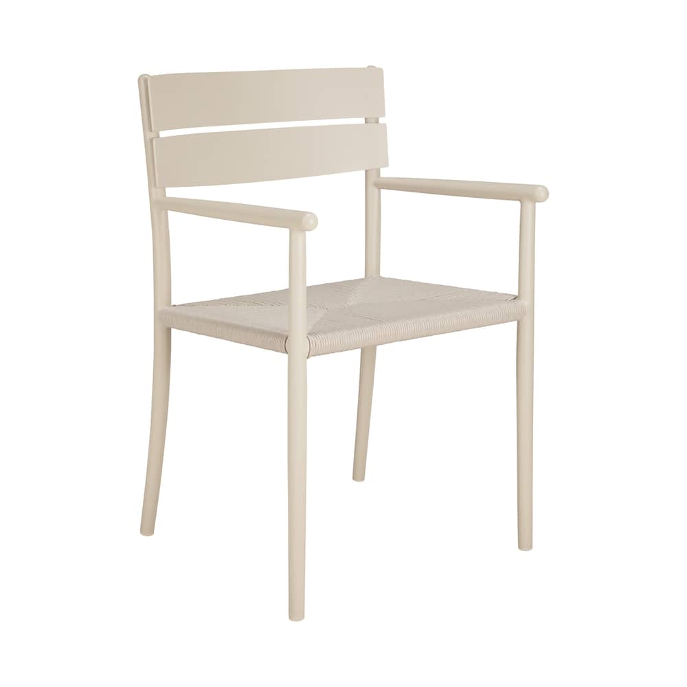 Fauteuil de repas Elin métal beige / Assise corde - Ethnicraft - Sable - Aluminium thermolaqué, Corde