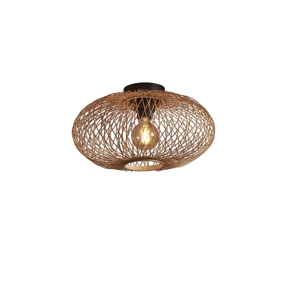 Plafonnier Cango fibre végétale bois beige / bambou / Ø 40 cm - GOOD&MOJO - Naturel - Bambou, Fer