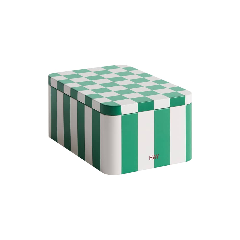 Vorratsdose Tin Small metall grün / 17 x 11 x H 7,3 cm - Hay - Grün und Gebrochenes Weiß - Weißblech