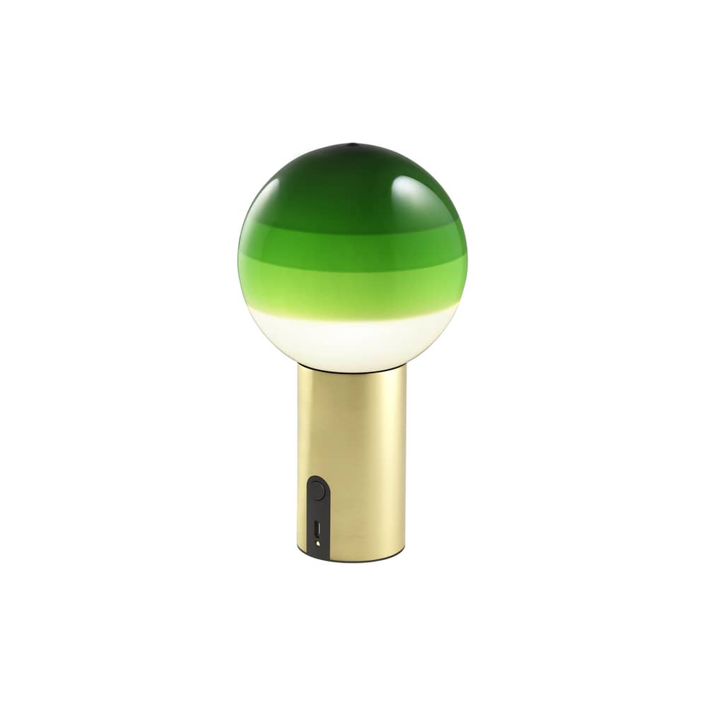 Dipping Light LED Wireless rechargeable lamp glass green / H 22.2 cm - Marset - Green / Brass - Blown glass, Metal