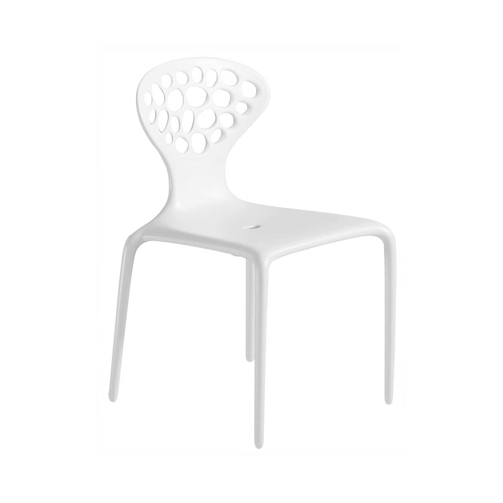 Chaise empilable Supernatural plastique blanc / Ross Lovegrove, 2005 - Moroso - Blanc - Fibre de verre, Polypropylène