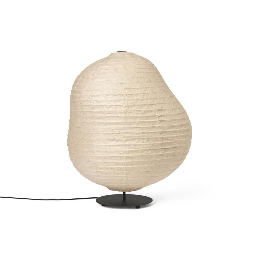 Lampe à poser Kurbis Low papier blanc / Ø 60 x H 63.3 cm - Ferm Living - Blanc / Noir - Acier inoxydable, Papier de riz Washi