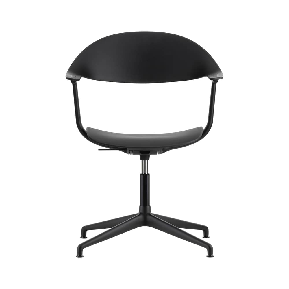 Mynt Swivel armchair plastic material black / Recycled plastic - Vitra - Black (plastic) / Base, legs black - Aluminium, Recycled polypropylene