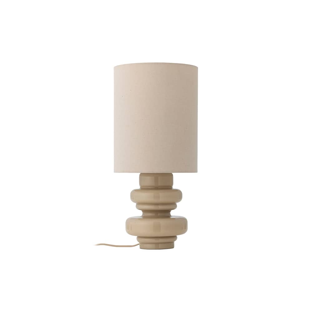 Fabiola Table lamp glass beige / H 51 cm - Bloomingville - Beige / Natural Linen - Linen fabric, Mouth blown glass