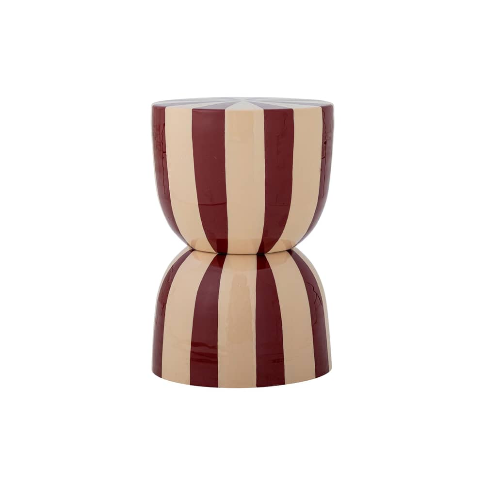 Beistelltisch Vrea metall rot / Ø 31 x H 46 cm - Bloomingville - Dunkelrot & Beige - Eisen, Holzfaserplatte