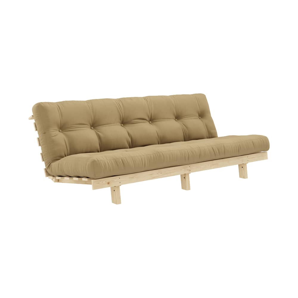 Canapé convertible Lean / L 200 cm - KARUP DESIGN - Beige doré 758 / Pin - Fibres recyclées mélangées, Mousse, Pin massif certifié FSC, Tissu
