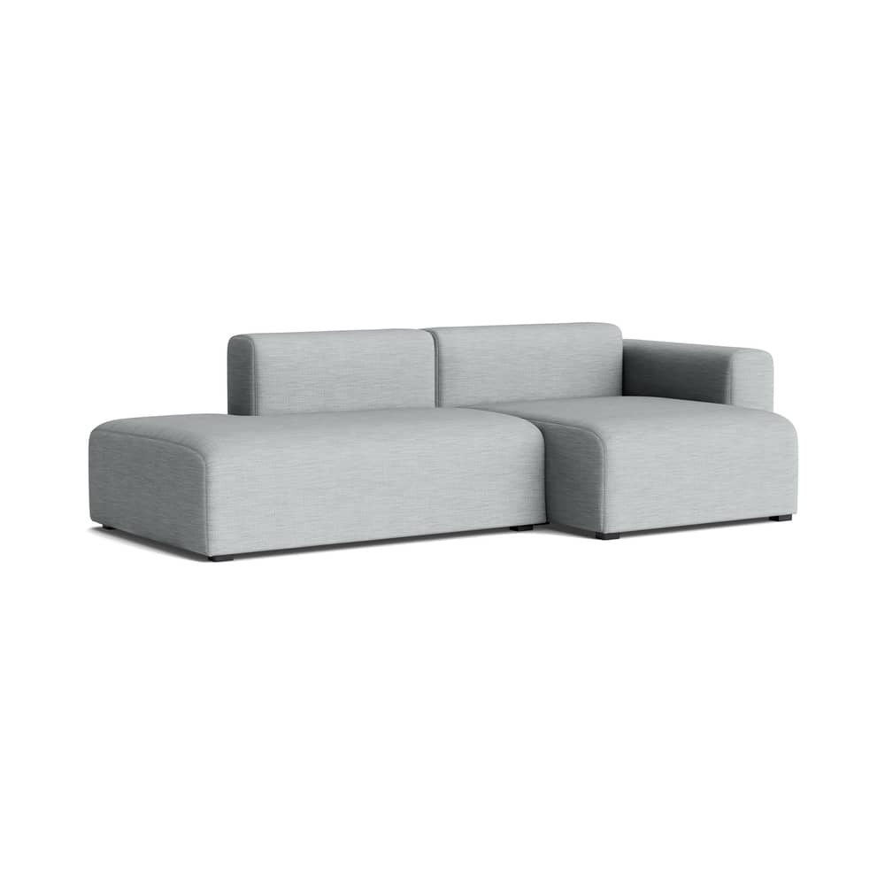 Canapé d\'angle Mags Low Armrest n°3 tissu gris / 2,5 places - L 246.5 cm / Accoudoir droite - Version UK - Hay - Accoudoir droit / Gris (Tissu Remix 3) - Bois, Mousse polyuréthane HR, Ressorts, Tissu