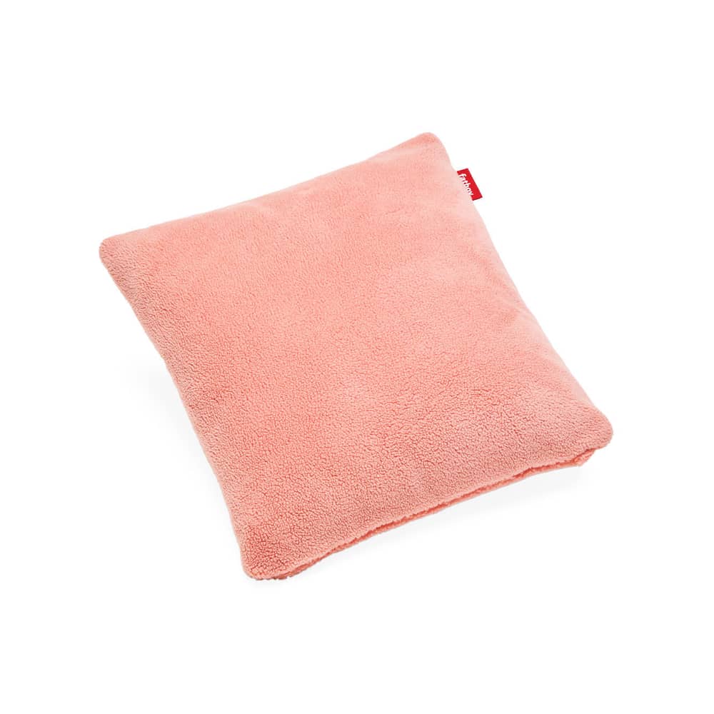 Coussin Square Teddy tissu rose / Tissu duveteux - 50 x 50 cm - Fatboy - Rose Cheeky - Polypropylène, Tissu peluche
