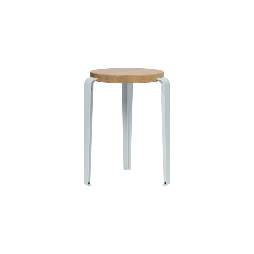 Sgabello Lou metallo blu / H 45 cm - Rovere eco-certificato - TIPTOE - Blu pallido - Acciaio termolaccato, Rovere massello eco-certificato